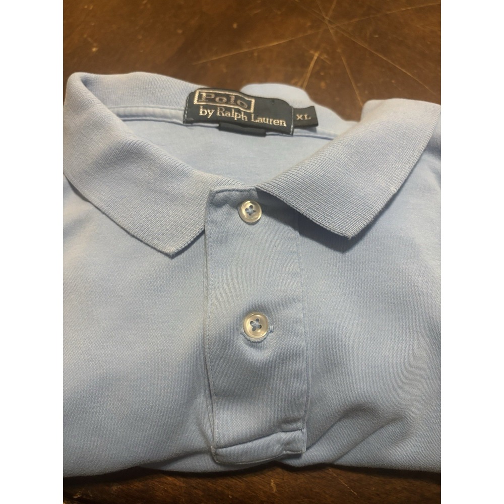 Vintage 90's Polo Ralph Lauren Men's Polo Shirt Blue With Hello Pony XL Retro - Picture 8 of 8